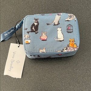 Vera Bradley Light Blue Cat’s Meow Print Mini Zip Pouch